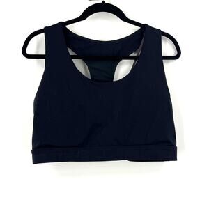 Fabletics Black Sports Bra Racer Back Cross Straps Purple Gray Women's 2XL